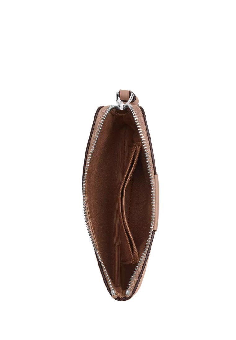 Corner Zip Wristlet In Signature Canvas With Stripe Silver Sand Taupe