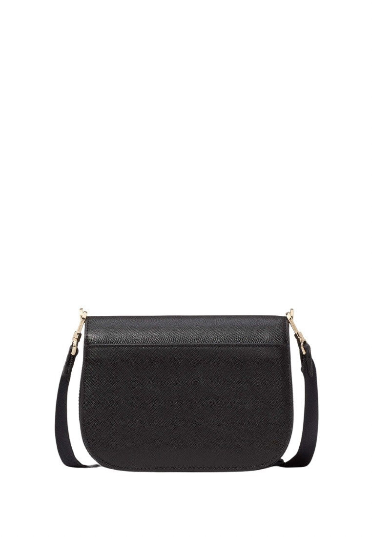 Madison Saffiano Leather Saddle Bag Black