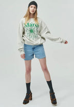Sweatshirt Flower Mardi Oatmeal Green