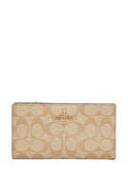 Slim Zip Wallet In Signature Canvas Light Khaki Chalk