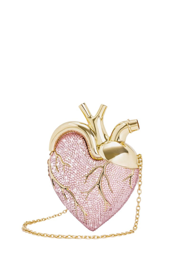 Maren Artificial Crystal Heart Shaped Bag - Pink