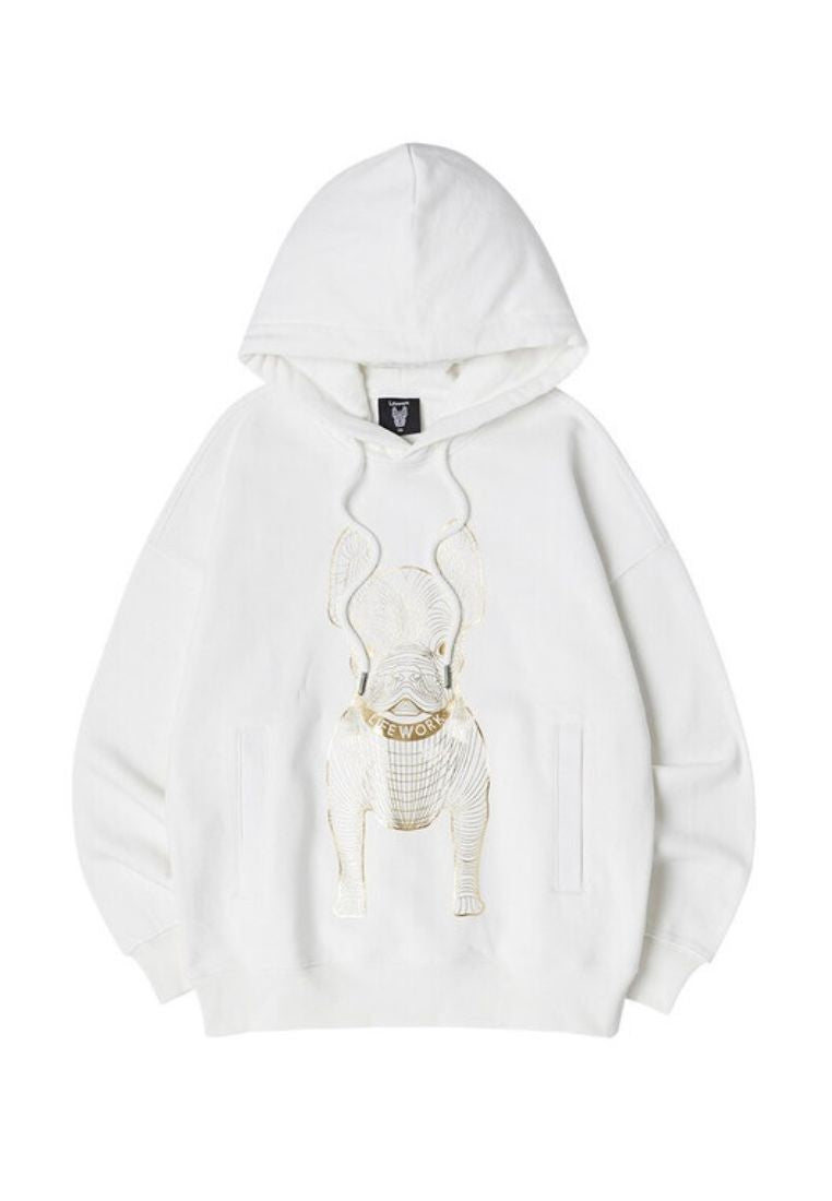 Gold Big Radog Hoodie White