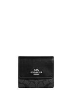 Small Trifold Wallet In Blocked Signature Canvas Graphite Black