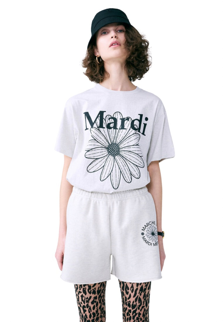 Tshirt FlowerMardi Oatmeal Black