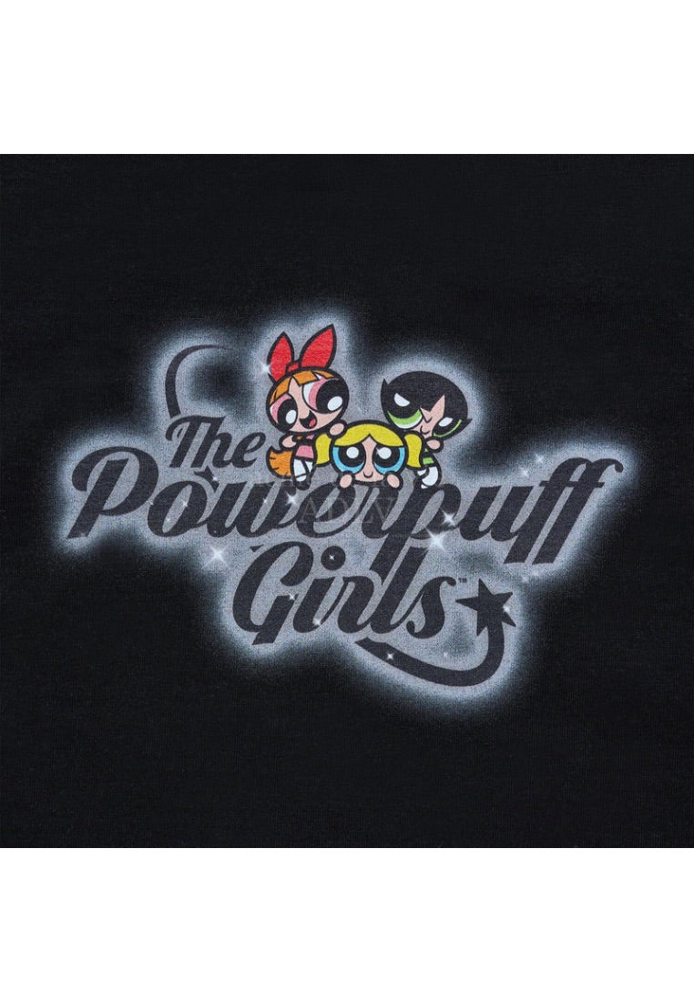 The Powerpuff Girls x Acmedelavie Gradient Curlylogo Crop T-Shirts Black