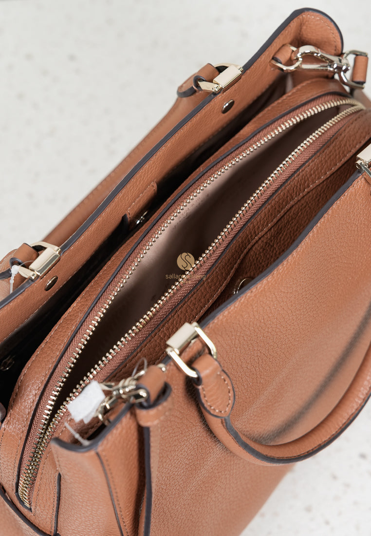 [DEFECT SALE 92] Leila Medium Triple Compartment Satchel Warm Gingerbread