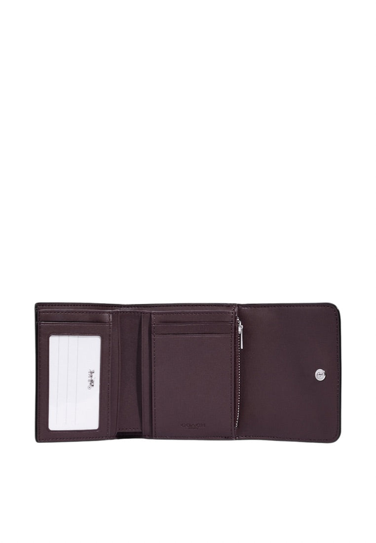 Small Trifold Wallet In Blocked Signature Canvas Graphite Black
