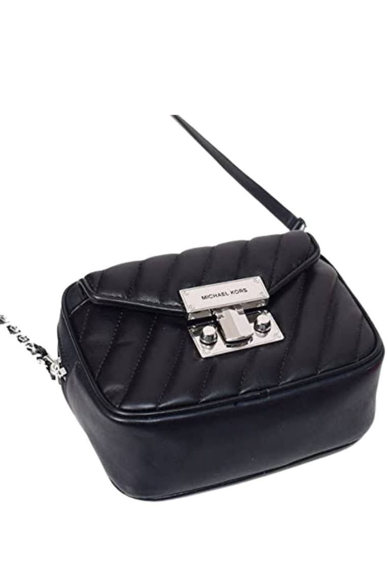 Small Rose Top Handle Leather Satchel Black