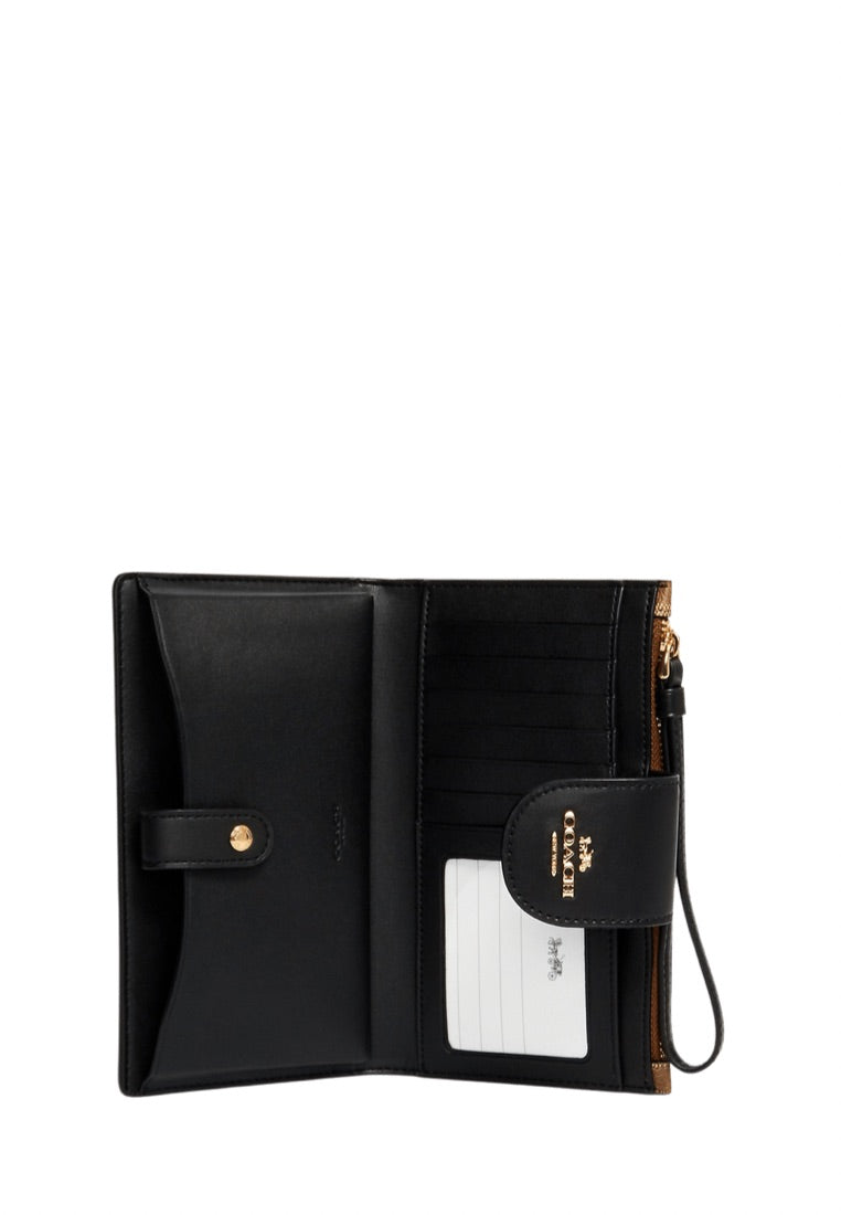 Tech Wallet In Colorblock Signature Canvas Khaki Black