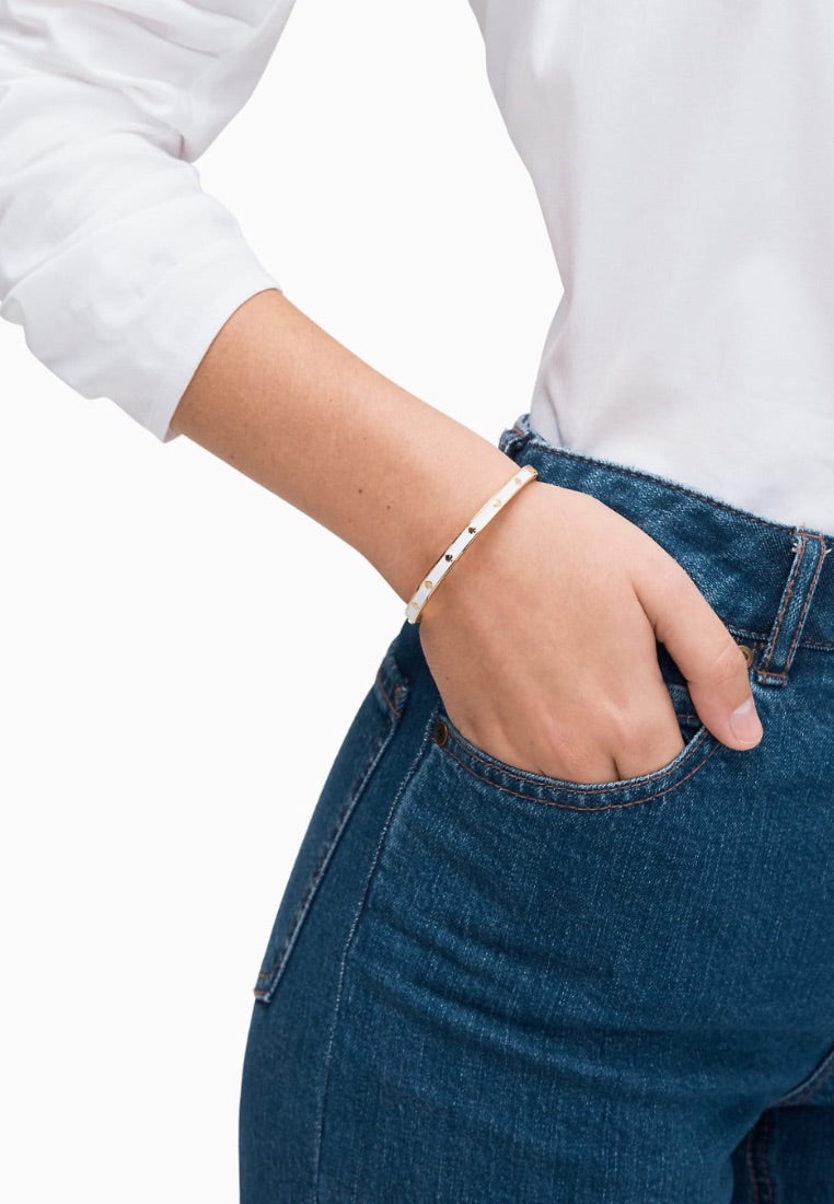 Spot The Spade Enamel Hinged Bangle White