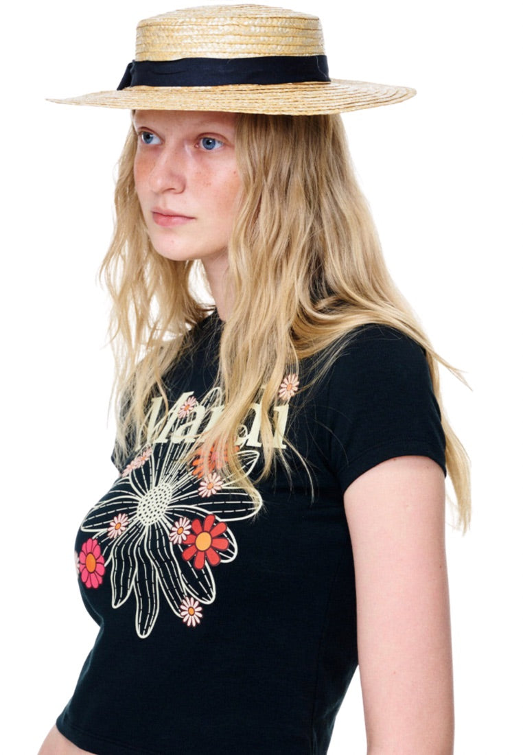 Cropped Tshirt FlowerMardi Blossom Black Cream