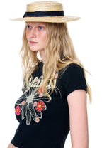 Cropped Tshirt FlowerMardi Blossom Black Cream