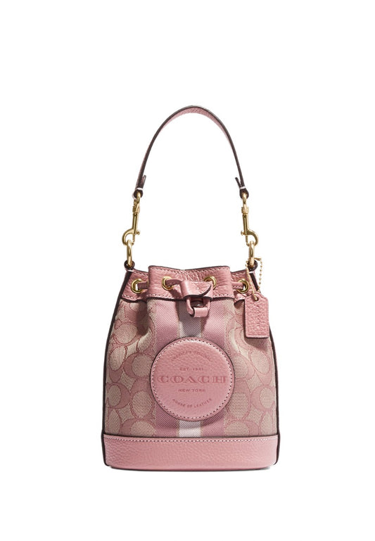 Mini Dempsey Bucket Bag In Signature Jacquard With Stripe And Coach Patch True Pink