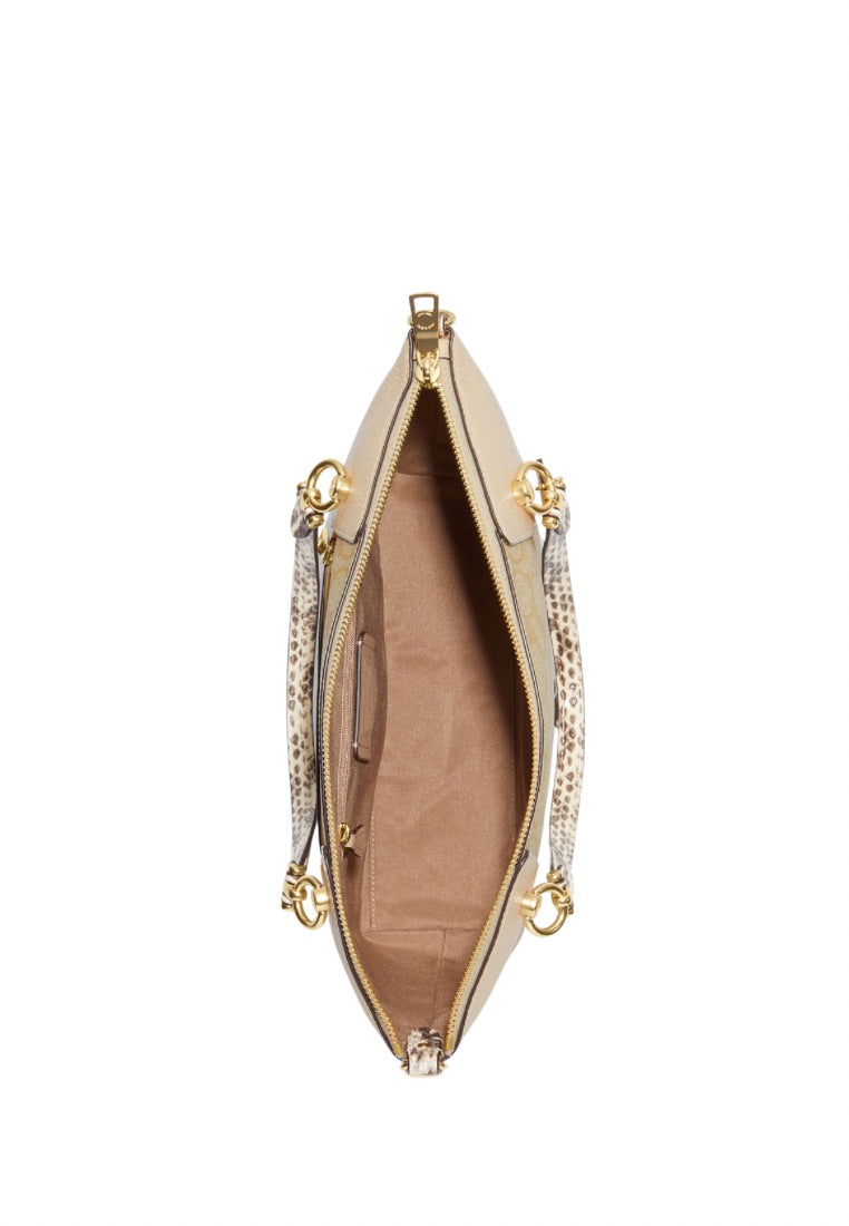Kacey Satchel In Colorblock Signature Canvas Light Khaki Ivory Multi