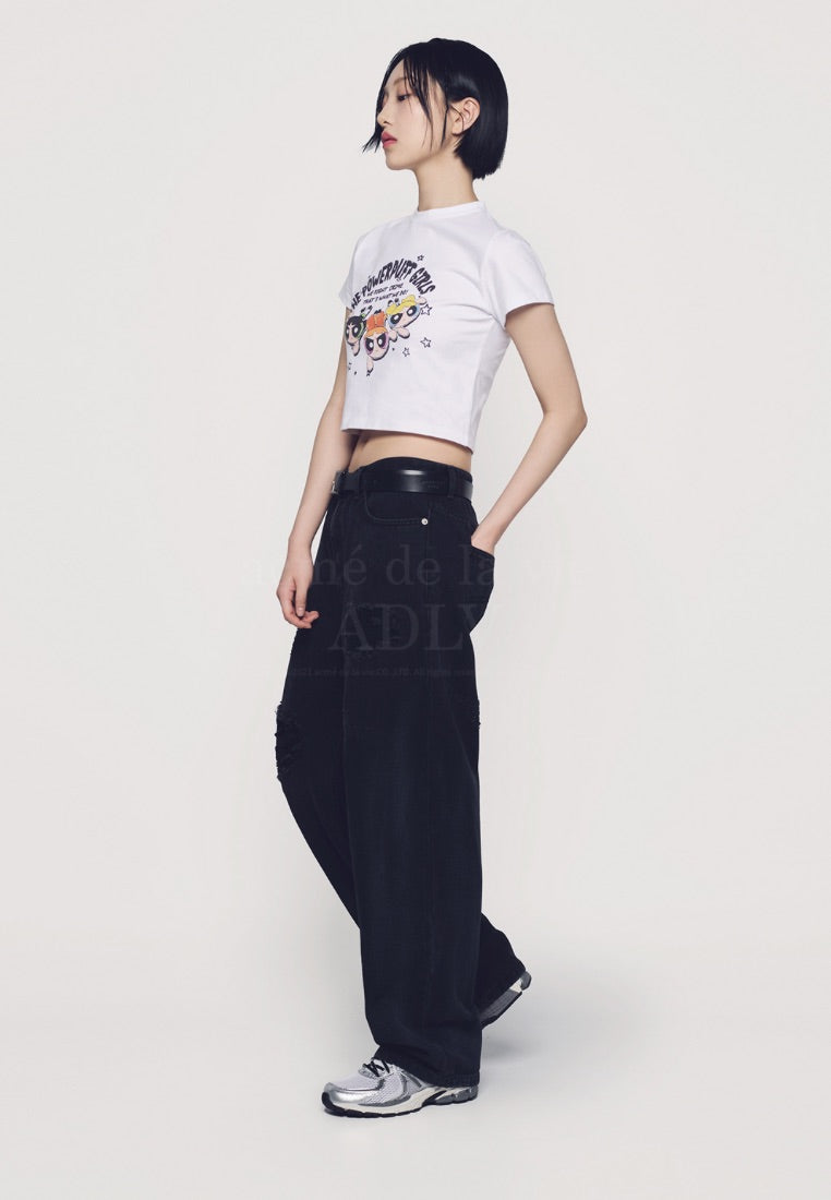 The Powerpuff Girls x Acmedelavie Crayon Artwork Crop T-Shirts White