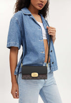 Eliza Small Flap Crossbody In Signature Canvas Brown Black