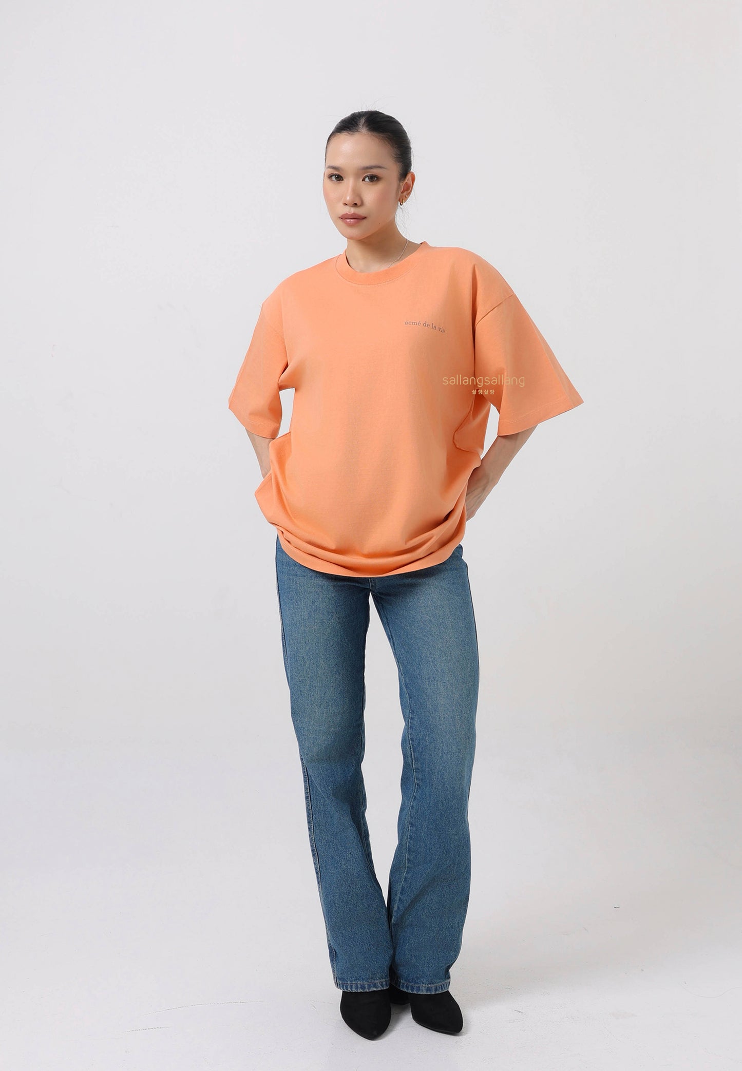 Basic Logo Bio Washing Short Sleeve T-Shirt Peach