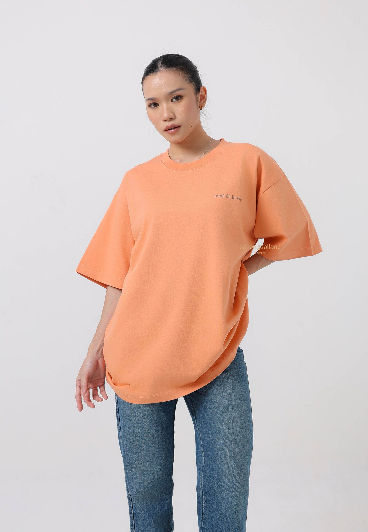 Basic Logo Bio Washing Short Sleeve T-Shirt Peach