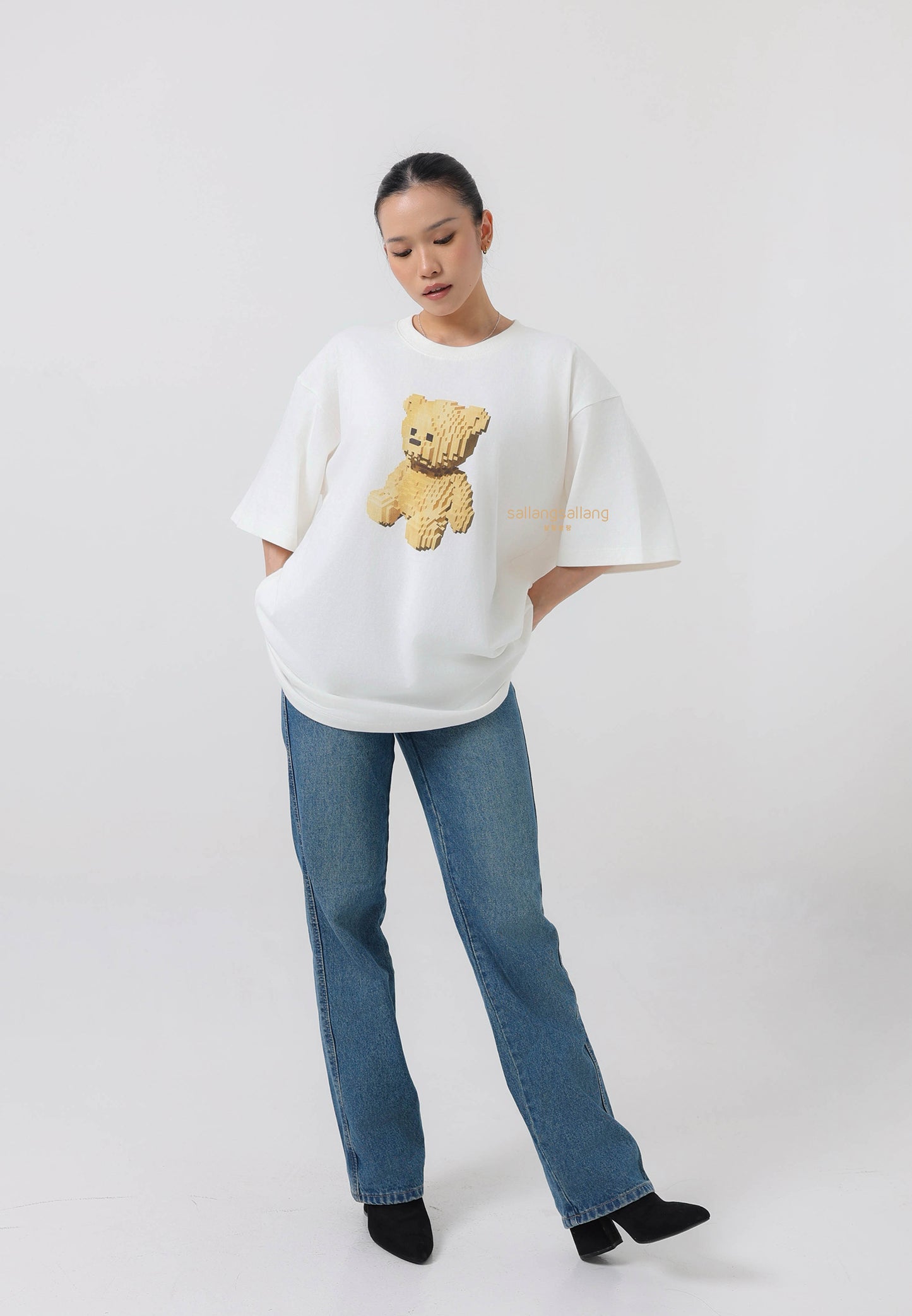 Block Bear Short Sleeve T-Shirt Cream