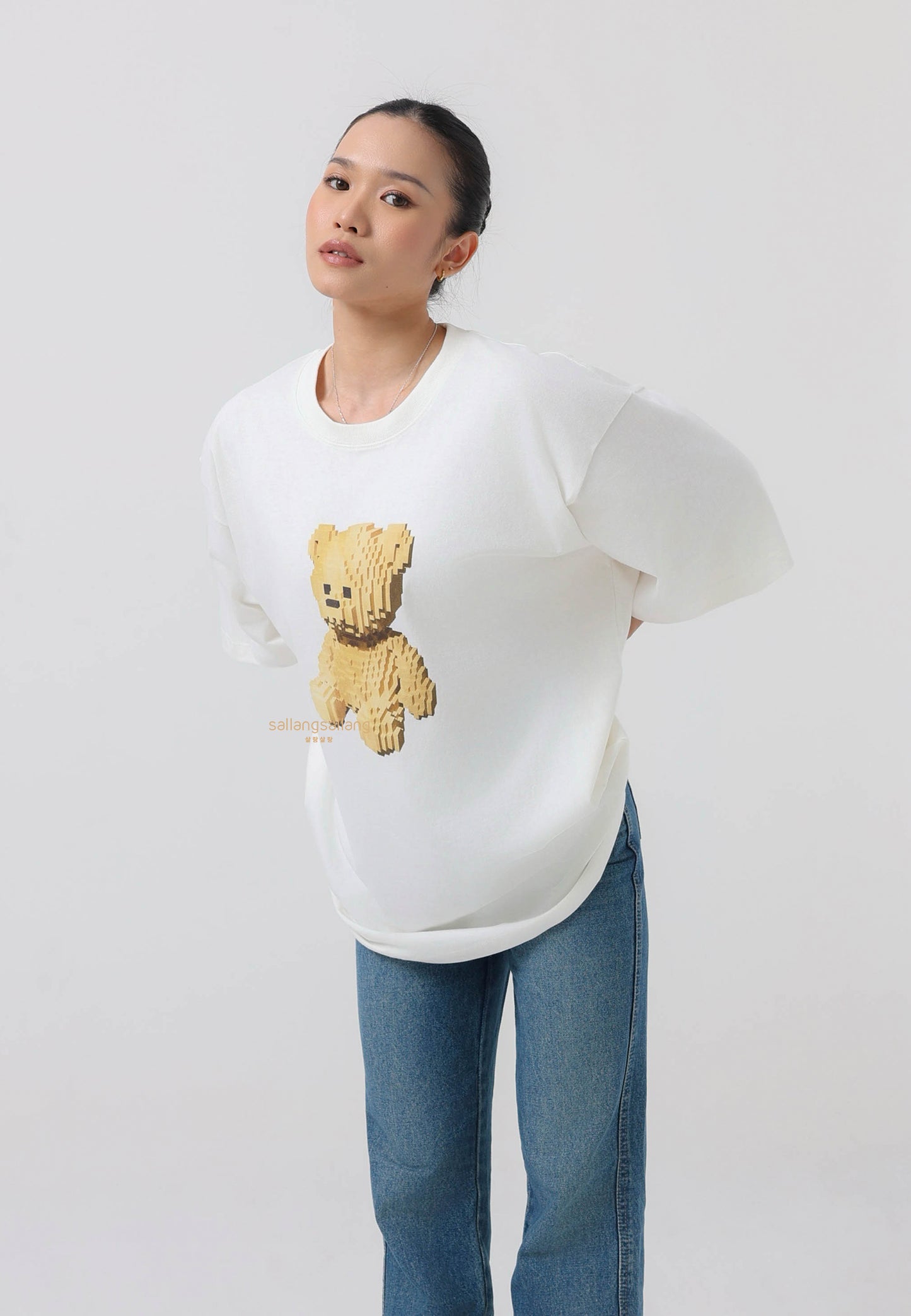 Block Bear Short Sleeve T-Shirt Cream