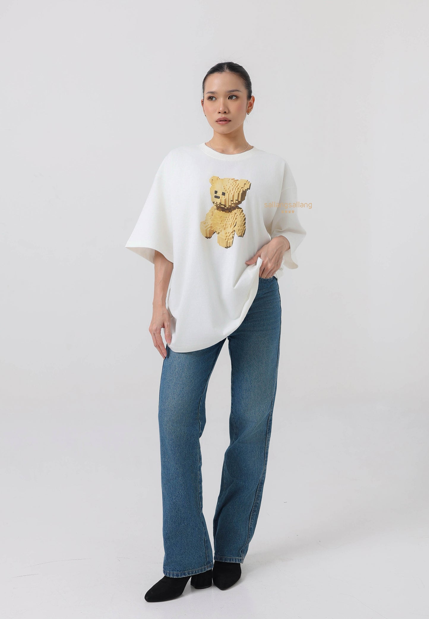Block Bear Short Sleeve T-Shirt Cream