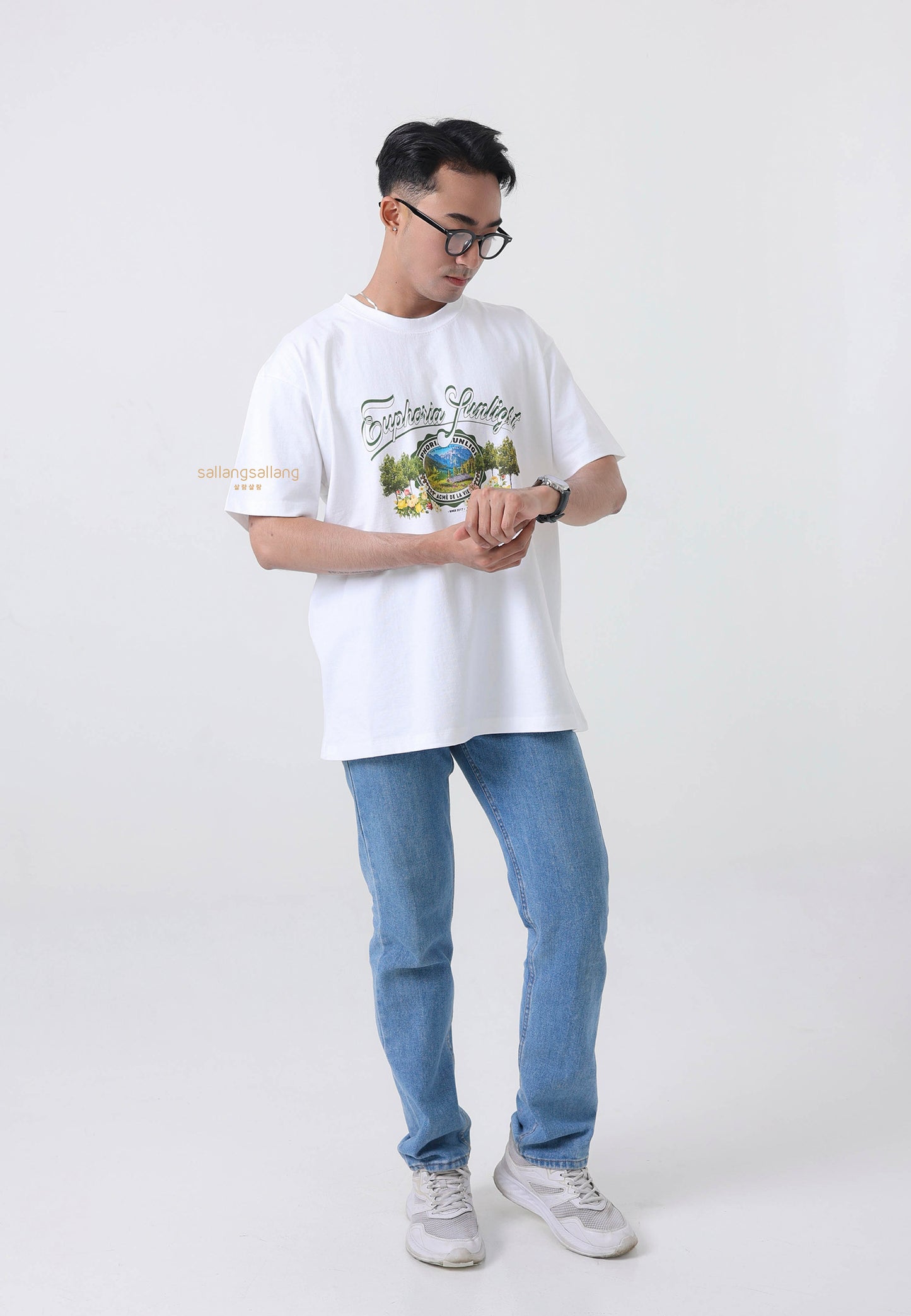 GREENERY ARTWORK BASIC Short Sleeve T-Shirt White
