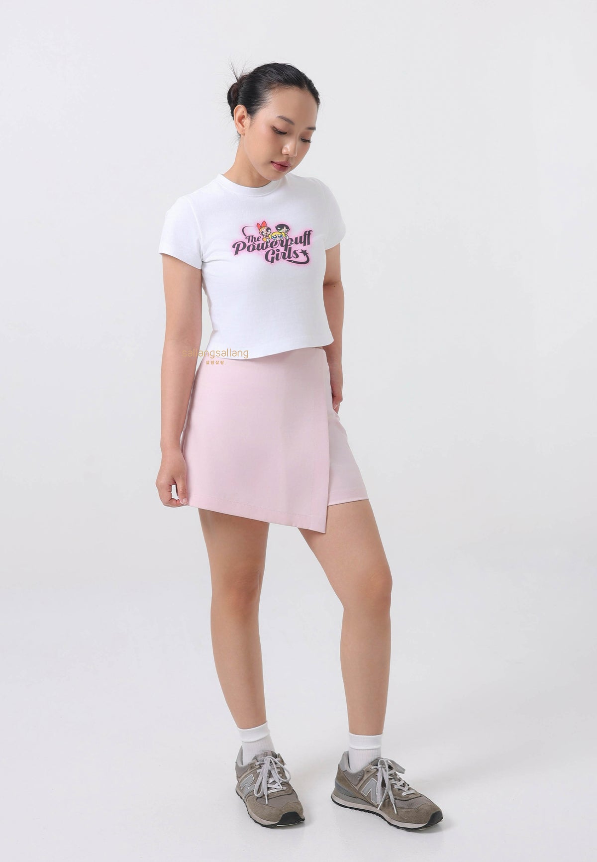 The Powerpuff Girls x Acmedelavie Gradient Curlylogo Crop T-Shirts White