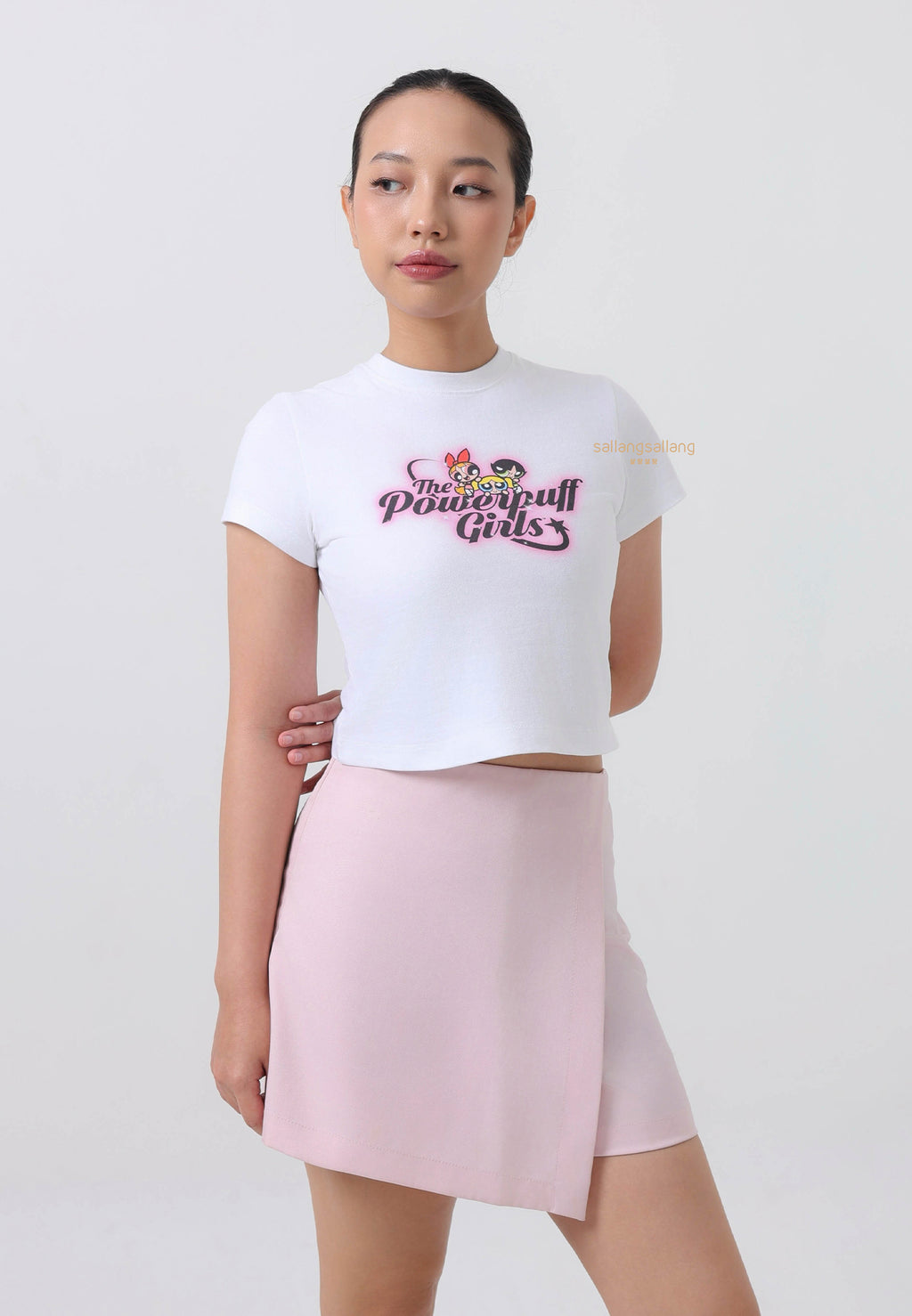 The Powerpuff Girls x Acmedelavie Gradient Curlylogo Crop T-Shirts White