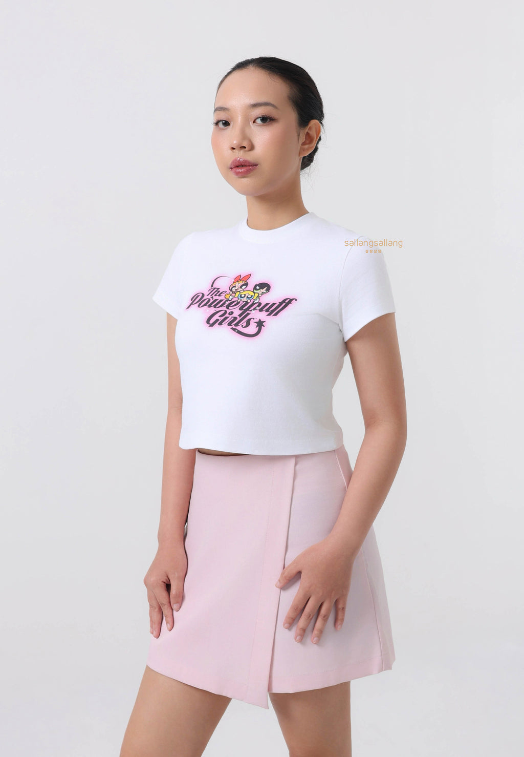 The Powerpuff Girls x Acmedelavie Gradient Curlylogo Crop T-Shirts White