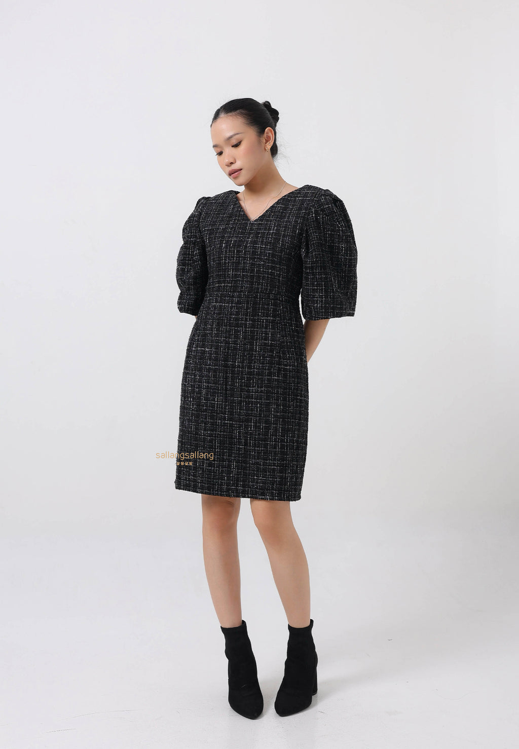[MADE] Tweed Dress Black Ivory