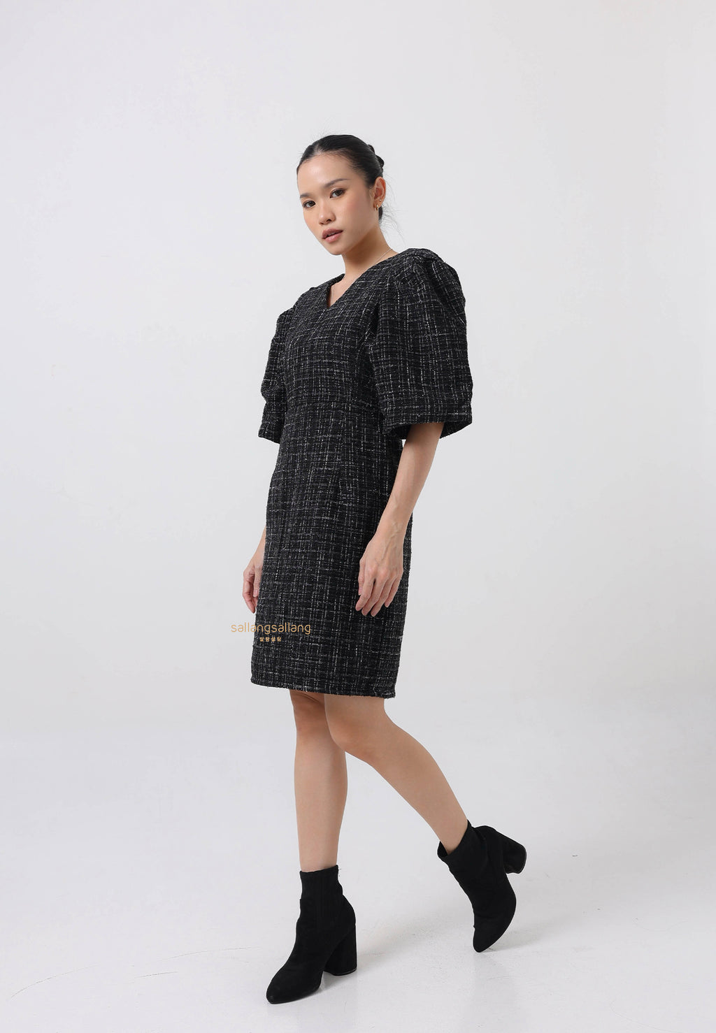 [MADE] Tweed Dress Black Ivory