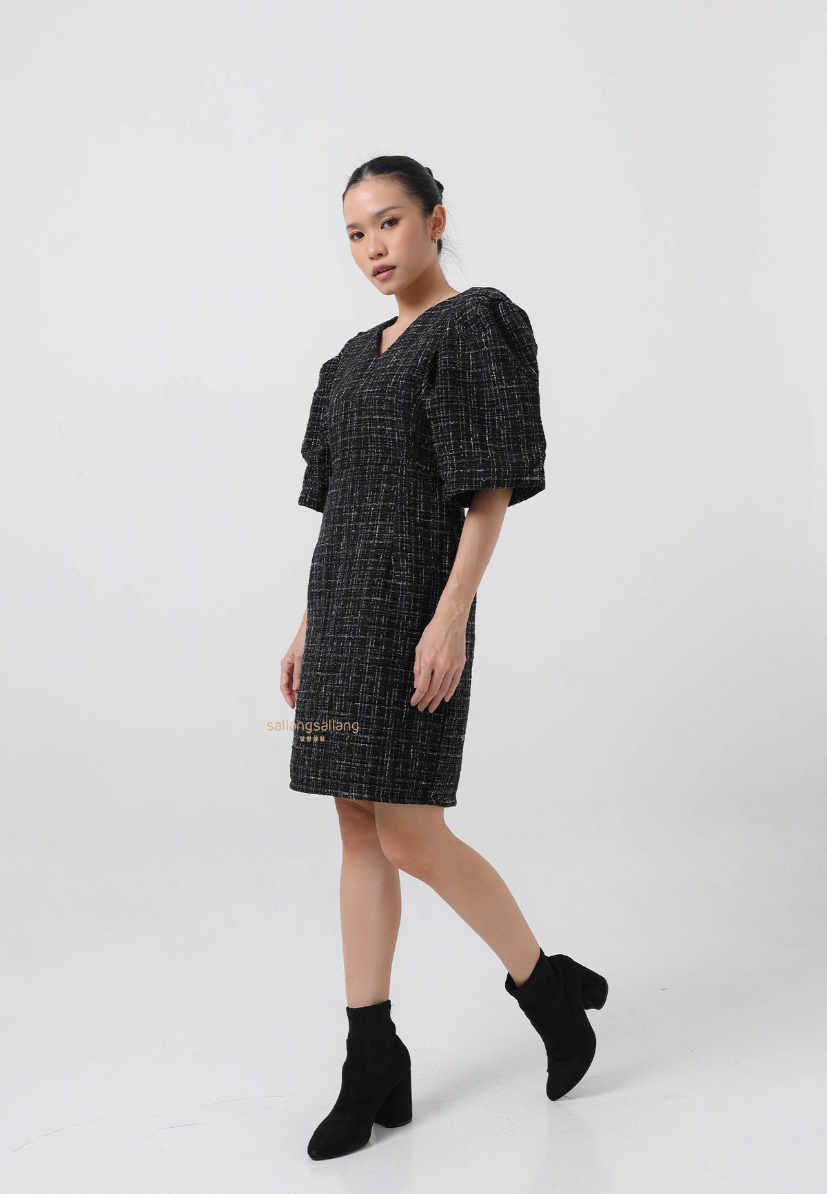 [MADE] Tweed Dress Black Ivory