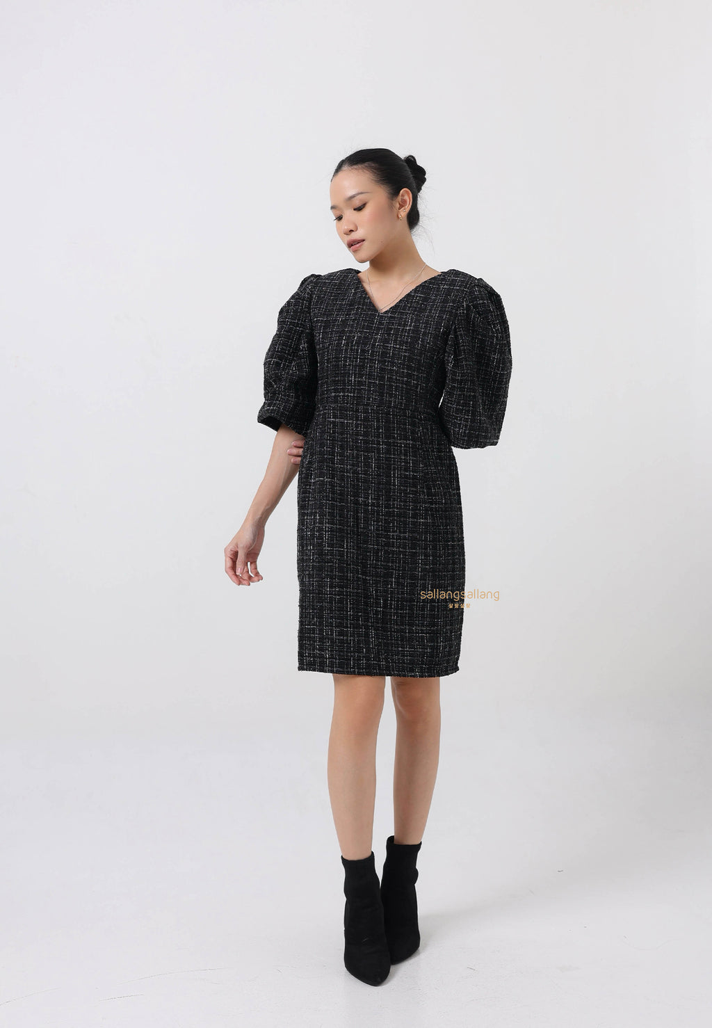 [MADE] Tweed Dress Black Ivory