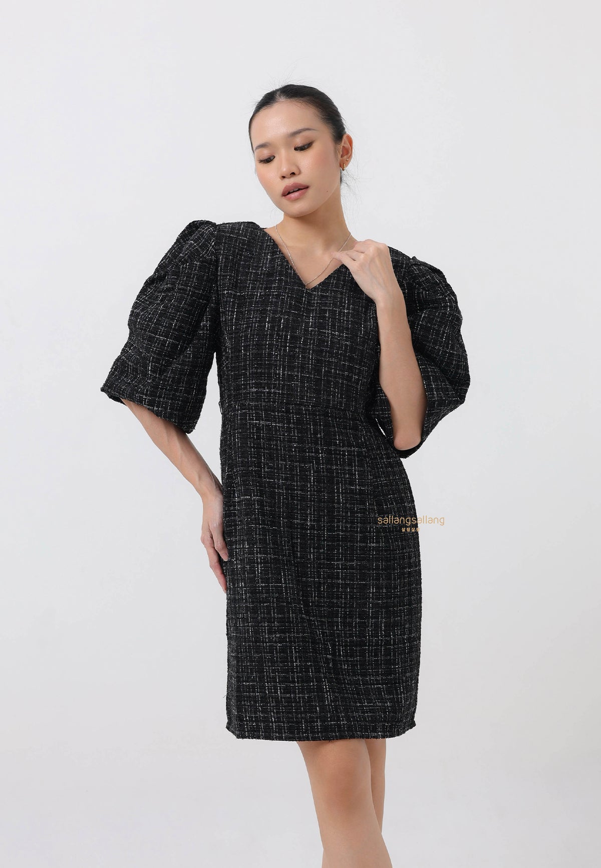 [MADE] Tweed Dress Black Ivory
