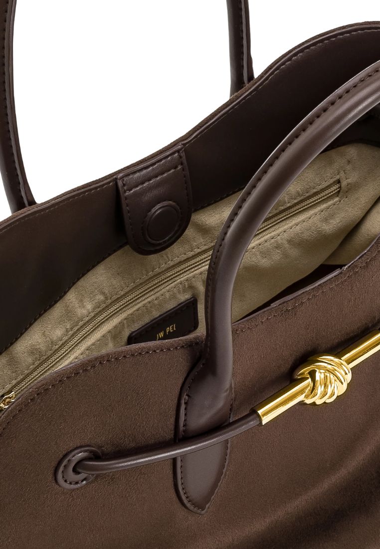 Adele Metal Rope Knot Tote Bag - Mocha Brown