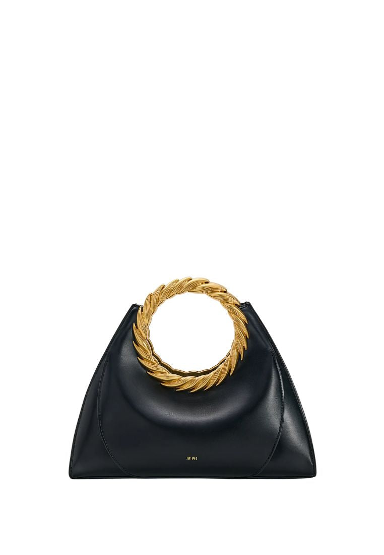 Amiya Leaf Handle Sculpture Bag - Black