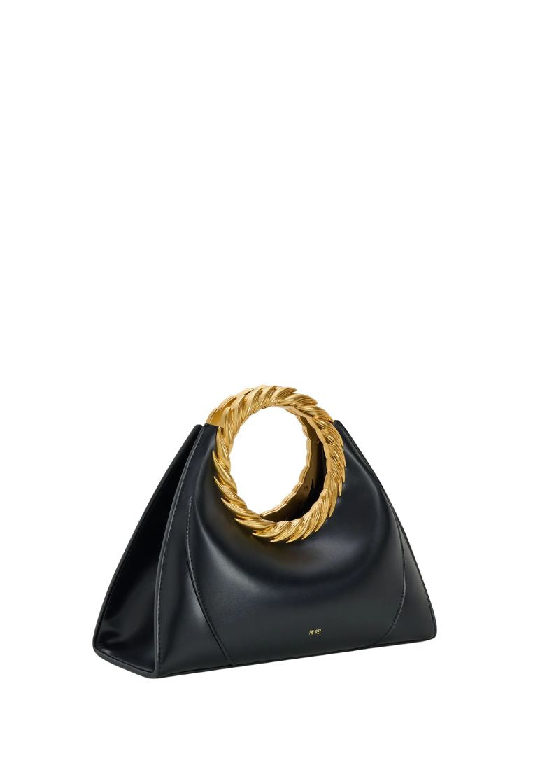 Amiya Leaf Handle Sculpture Bag - Black