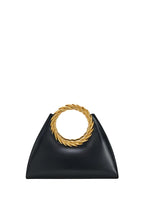 Amiya Leaf Handle Sculpture Bag - Black
