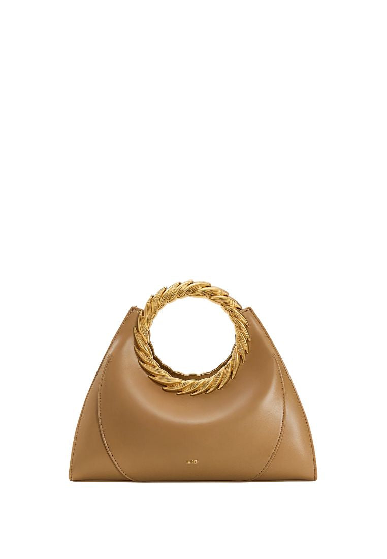 Amiya Leaf Handle Sculpture Bag - Brown