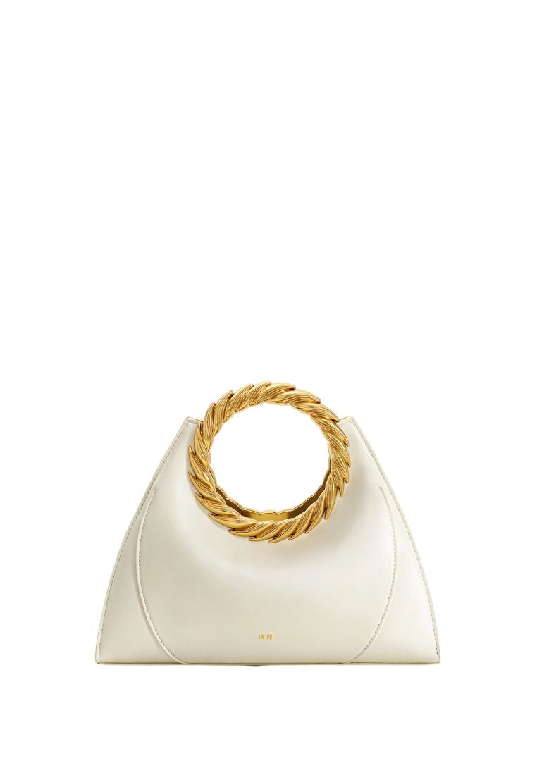 Amiya Leaf Handle Sculpture Bag - White