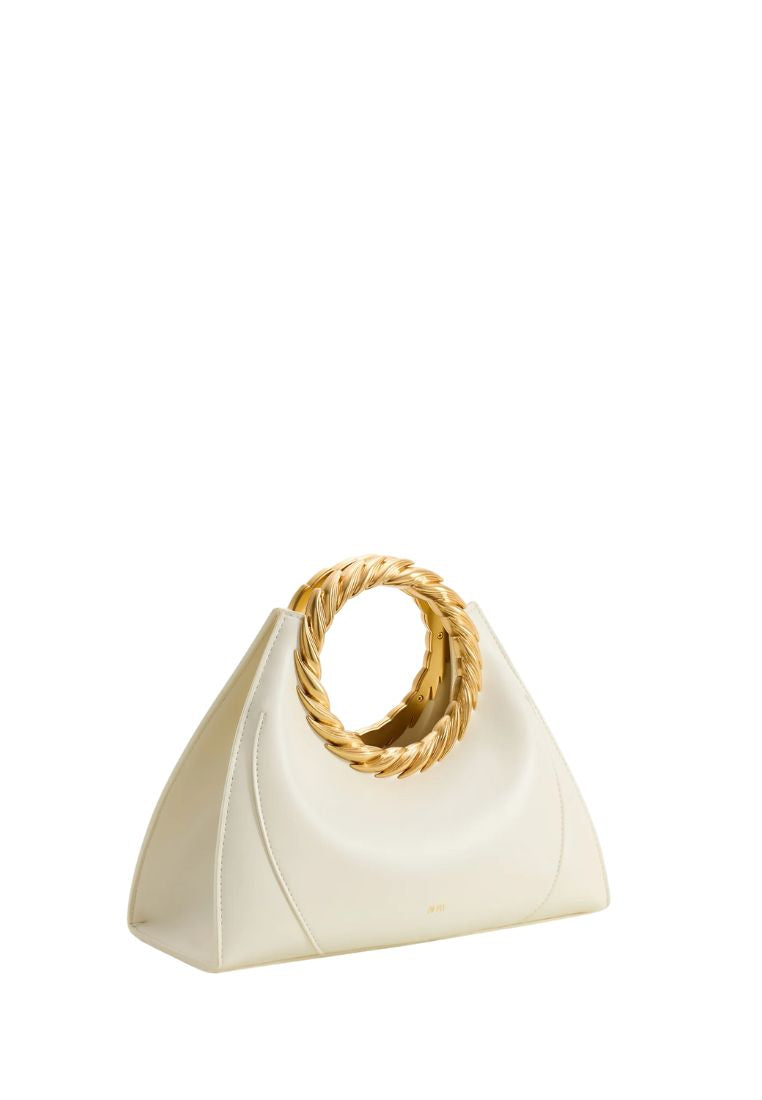 Amiya Leaf Handle Sculpture Bag - White