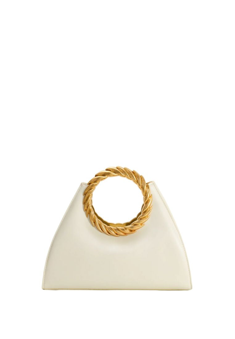 Amiya Leaf Handle Sculpture Bag - White