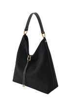 Aria Faux Suede Shoulder Bag - Black
