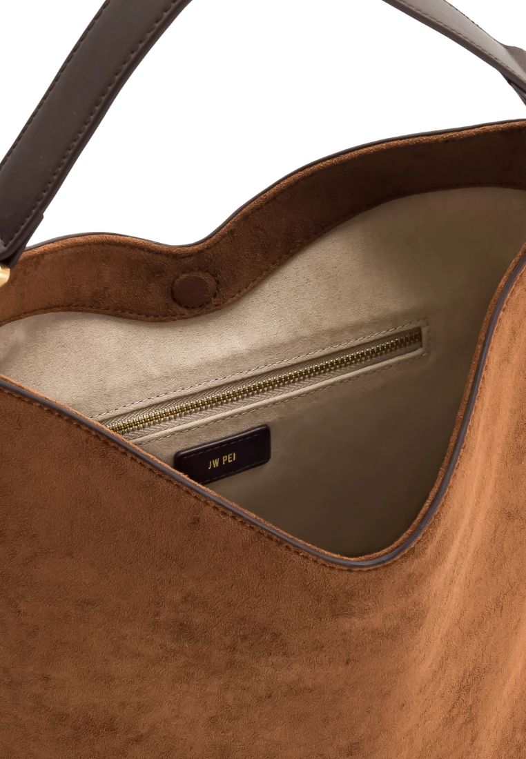 Aria Faux Suede Shoulder Bag - Brown