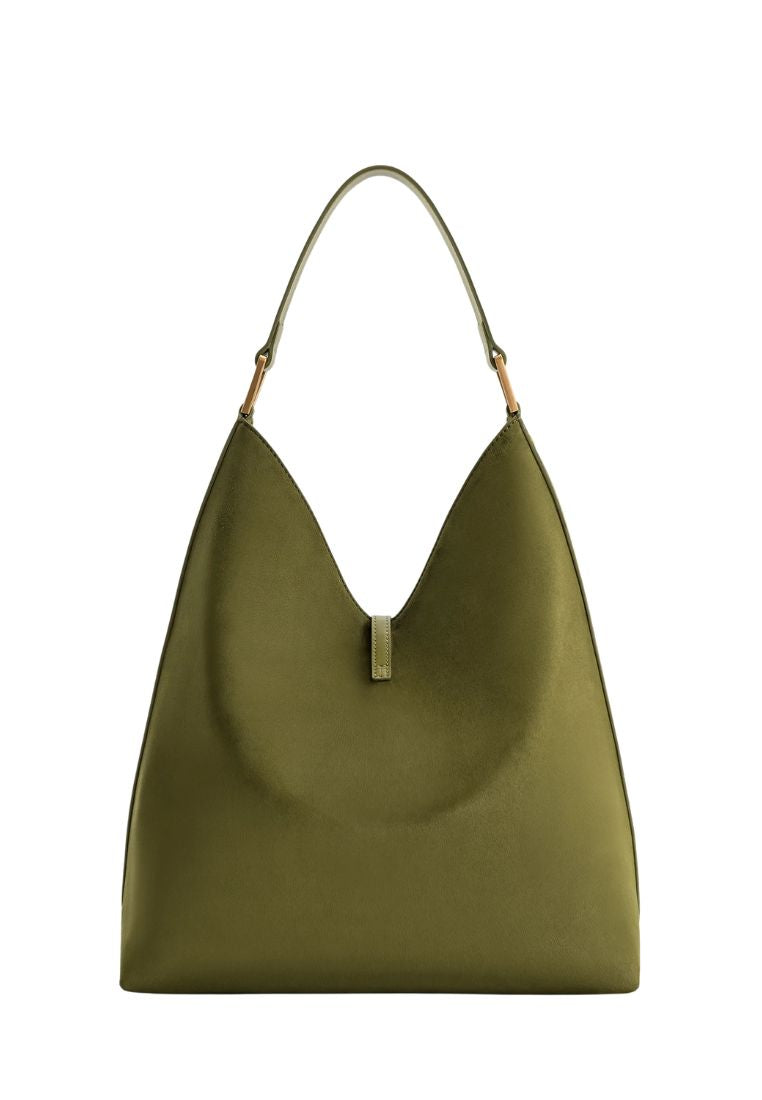 Aria Faux Suede Shoulder Bag - Dark Olive