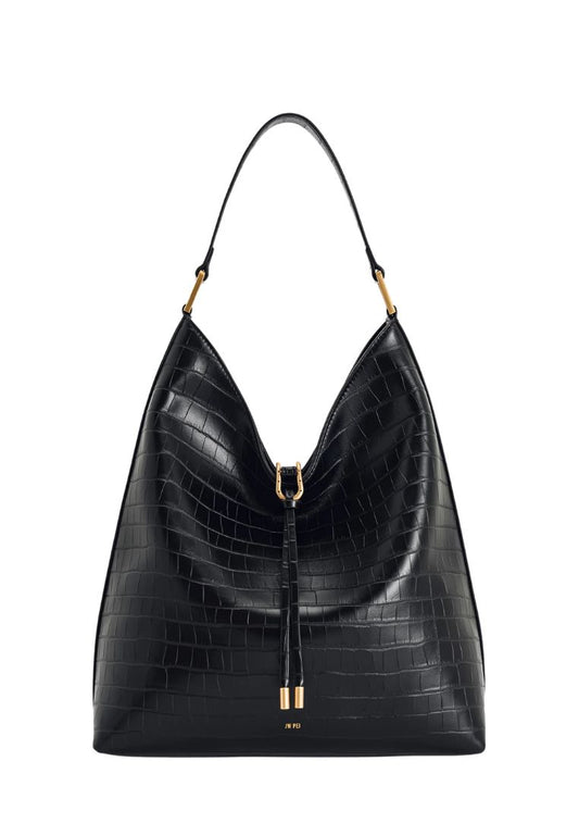Aria Shoulder Bag - Black Croc
