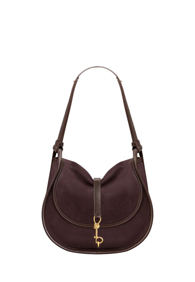 Arla Small Faux Suede Hobo Bag - Chocolate