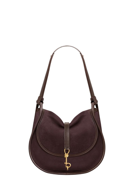 Arla Small Faux Suede Hobo Bag - Chocolate
