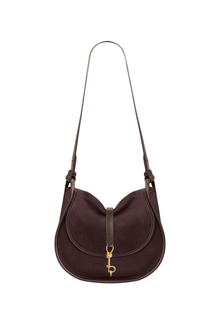 Arla Small Faux Suede Hobo Bag - Chocolate