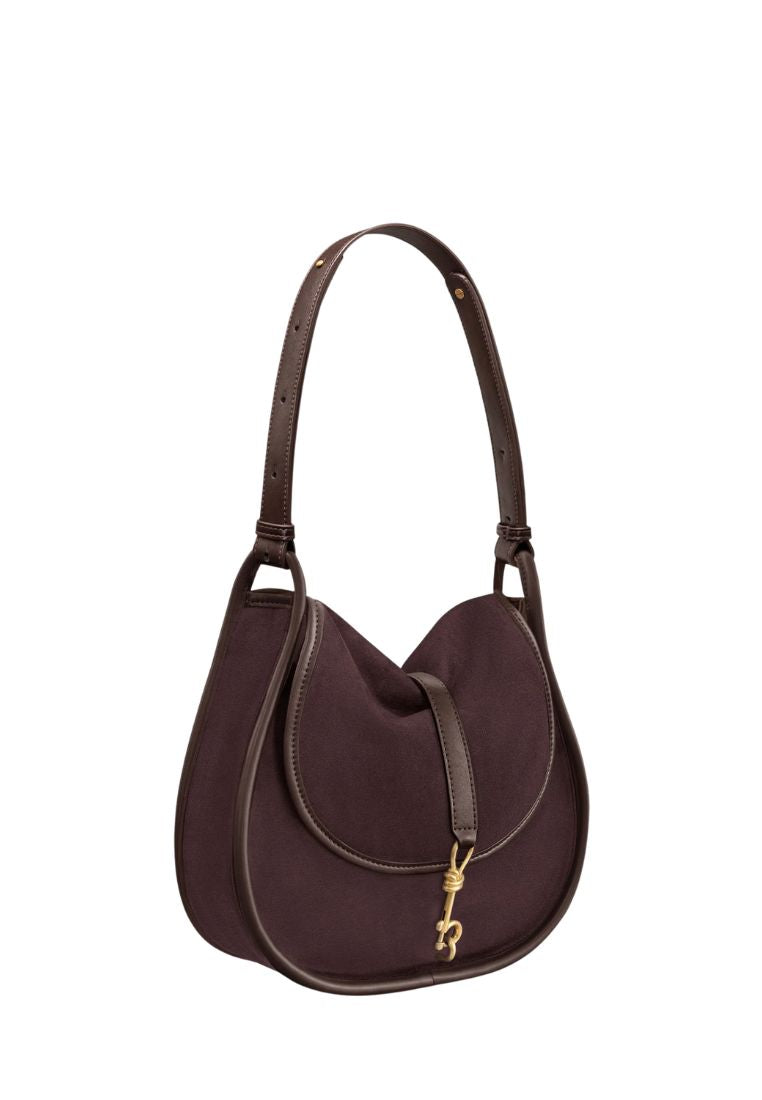 Arla Small Faux Suede Hobo Bag - Chocolate